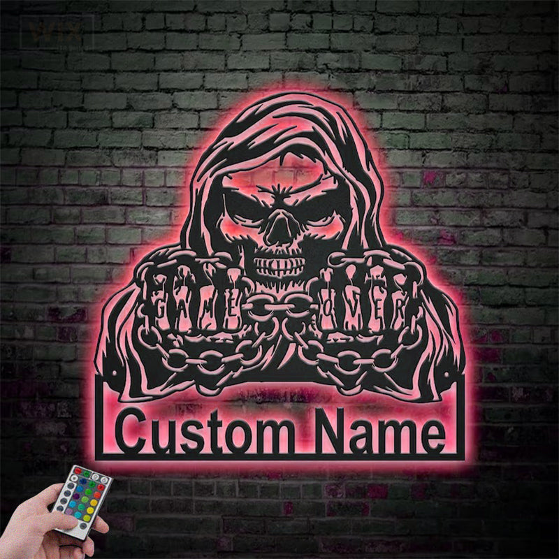 Skull LED Metal Sign