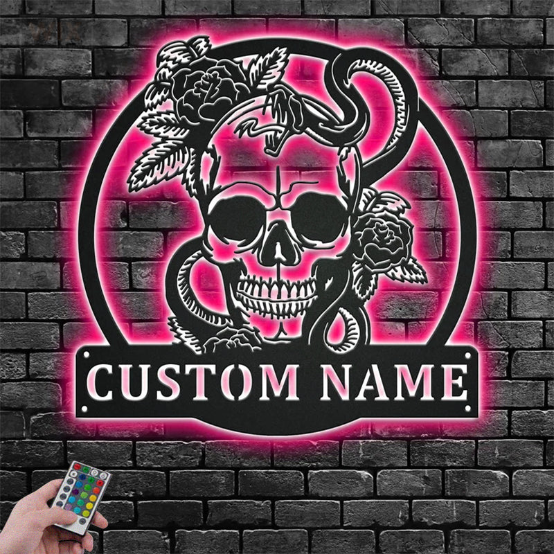 Skull LED Metal Sign