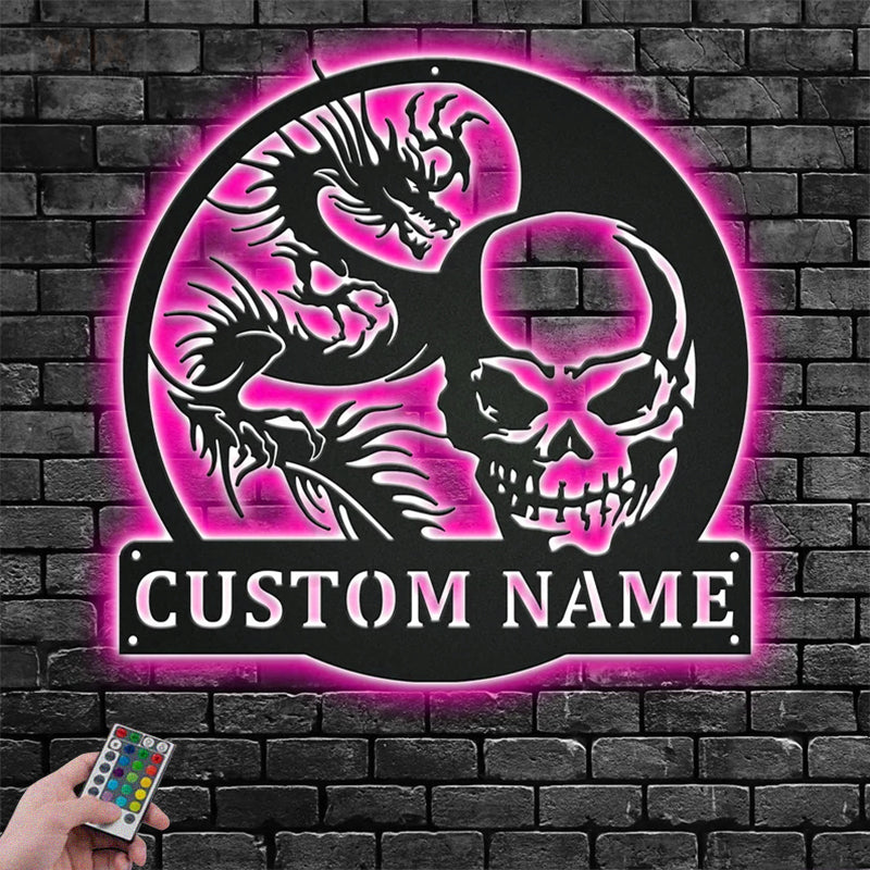 Skull LED Metal Sign