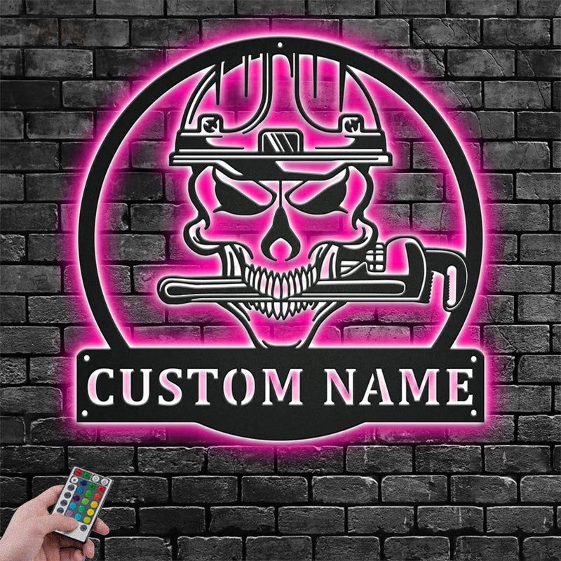 Skull LED Metal Sign