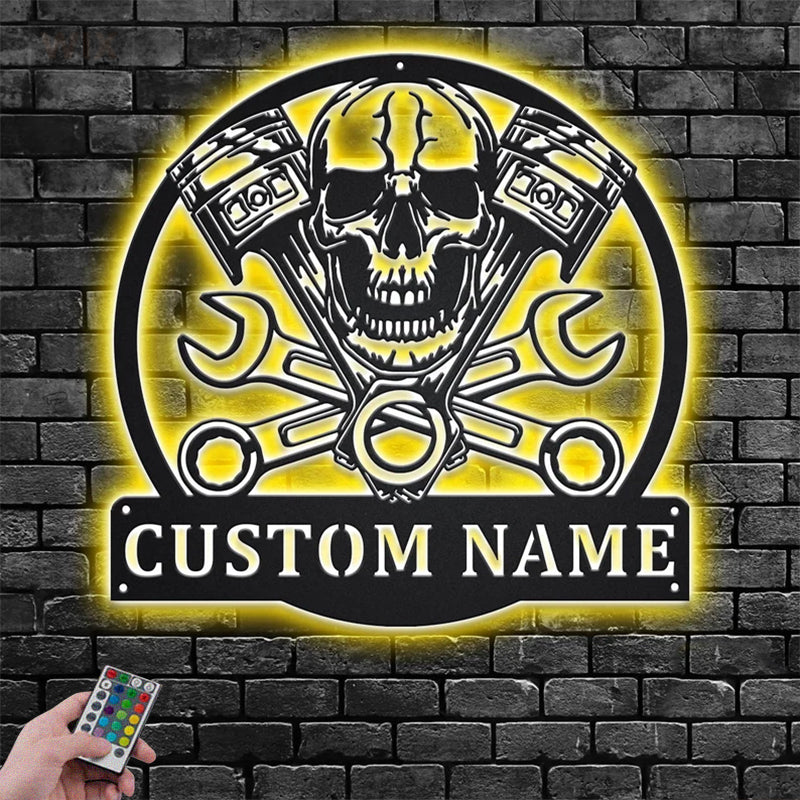 Skull LED Metal Sign