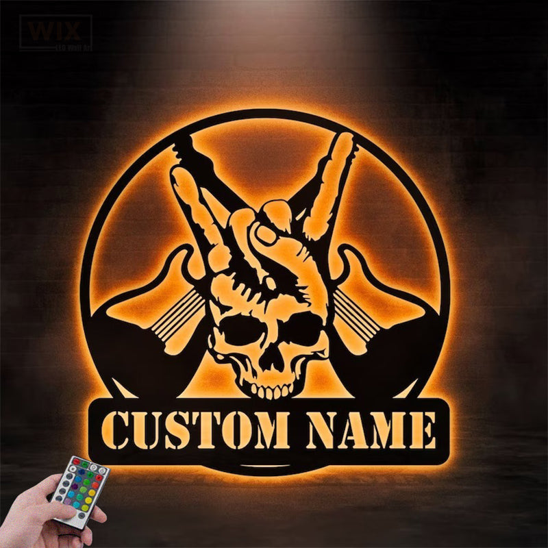 Skull LED Metal Sign