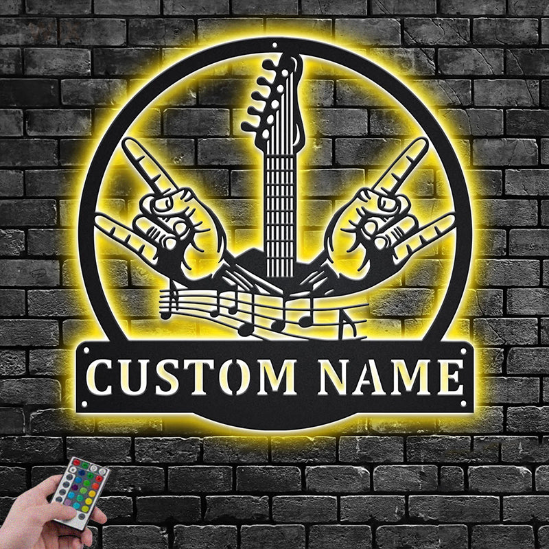 Guitar LED Metal Sign