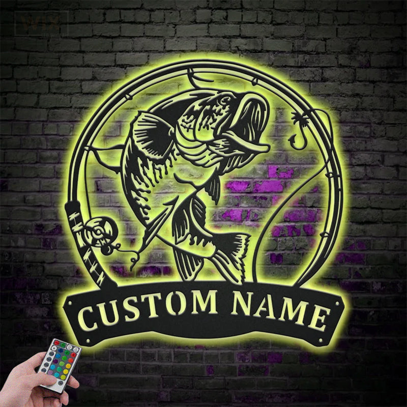 Fishing LED Metal Sign