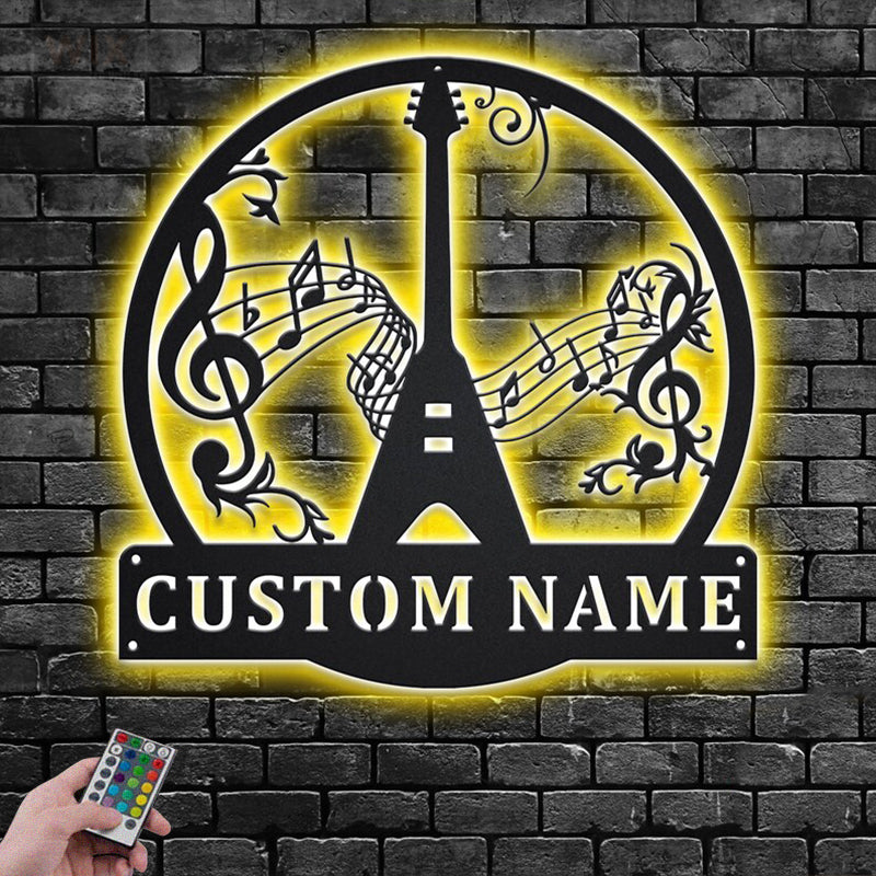 Guitar LED Metal Sign