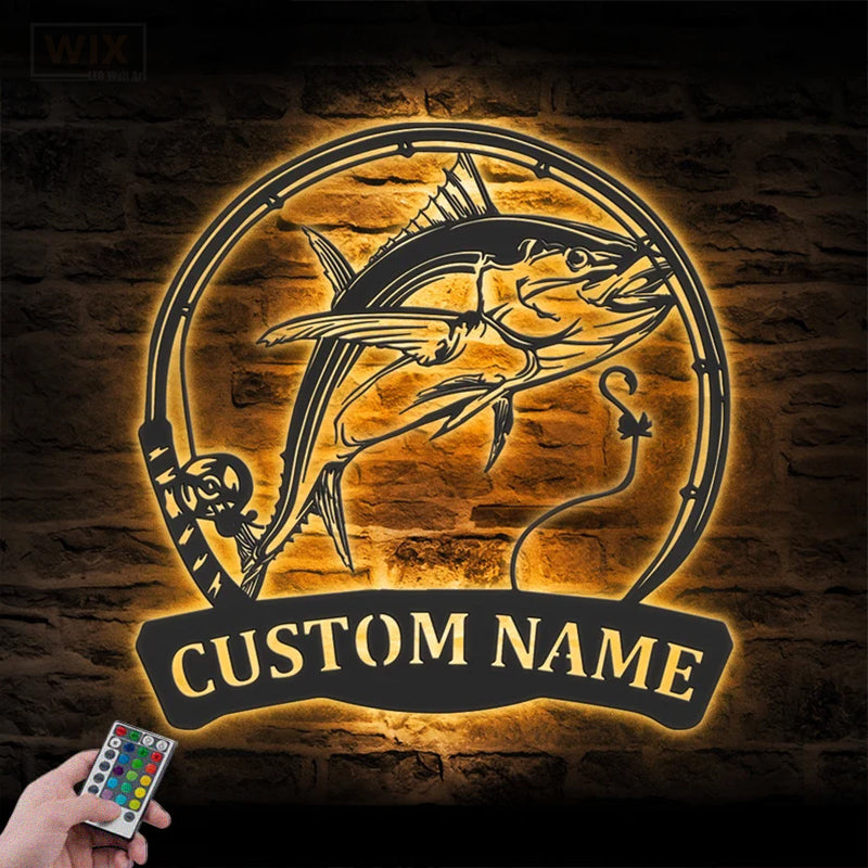 Fishing LED Metal Sign - Wix Decor