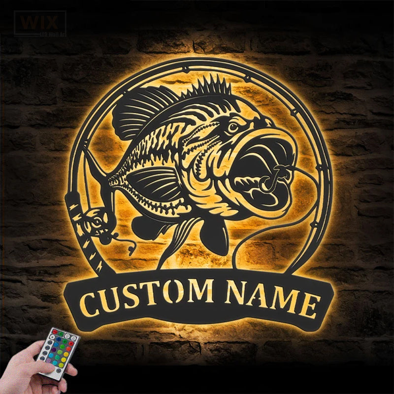 Fishing LED Metal Sign - Wix Decor