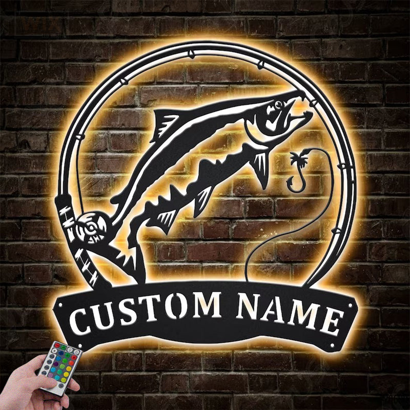 Fishing LED Metal Sign - Wix Decor