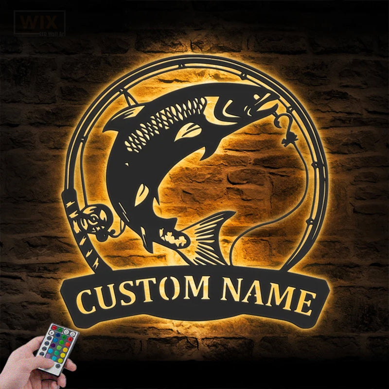 Fishing LED Metal Sign - Wix Decor