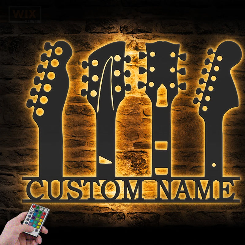 Guitar LED Metal Sign