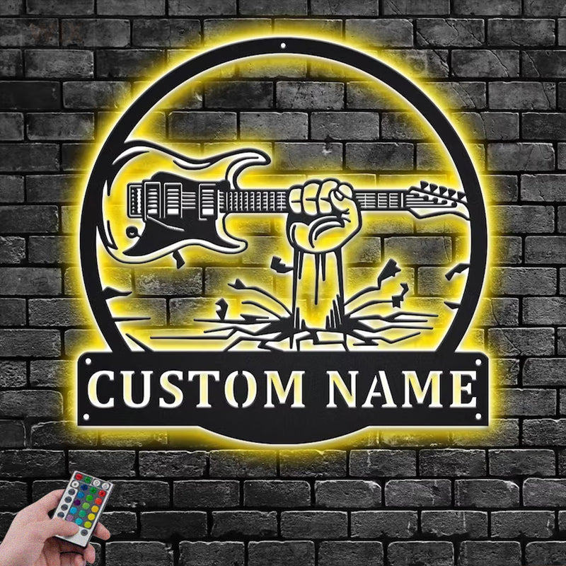 Guitar LED Metal Sign