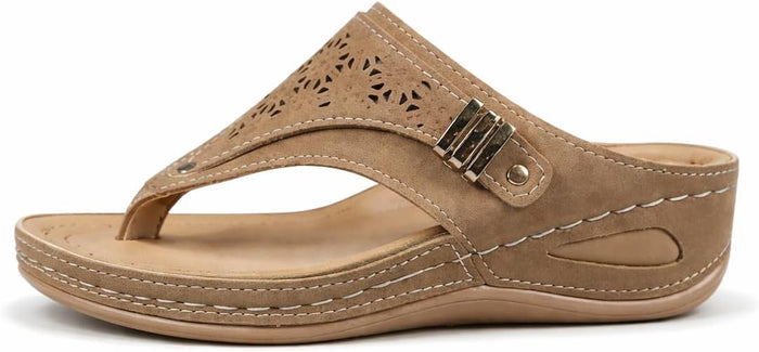 Harbor Buckle Thong Wedges