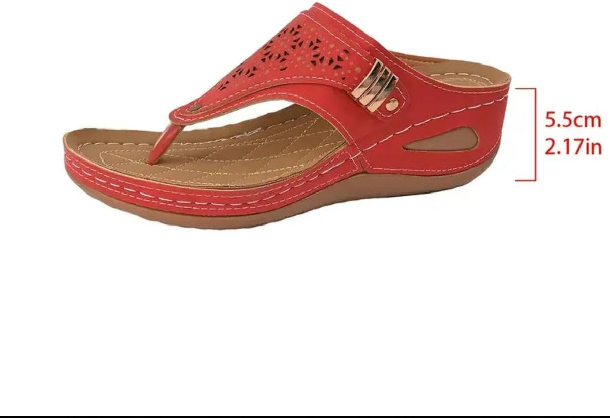 Buckle-Accent Thong Wedge Sandals — view 21