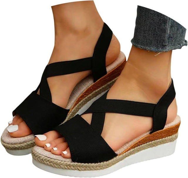 Solana Cross-Strap Espadrille Wedges