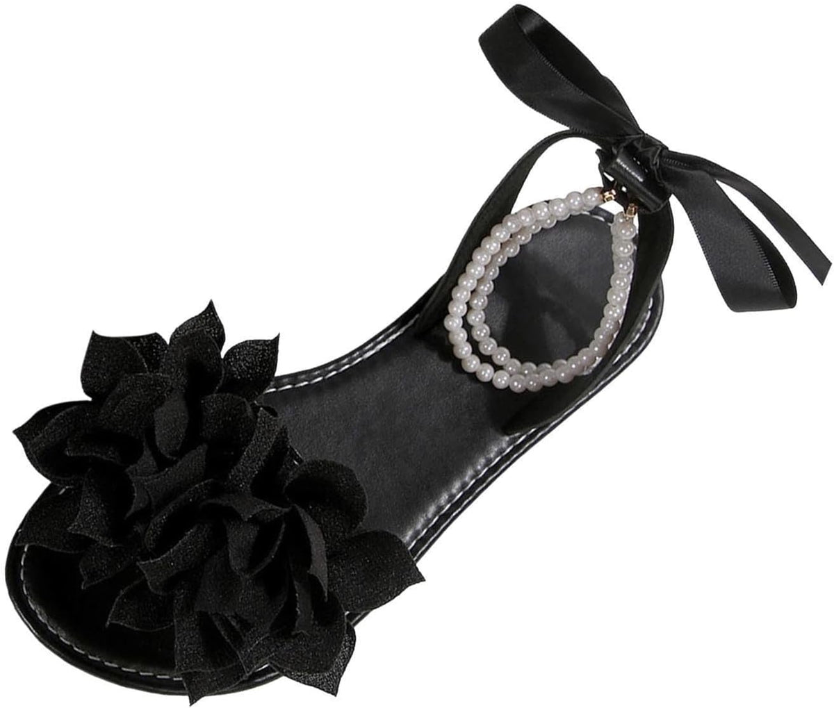 Floral Pearl-Accent Flat Sandals — view 14