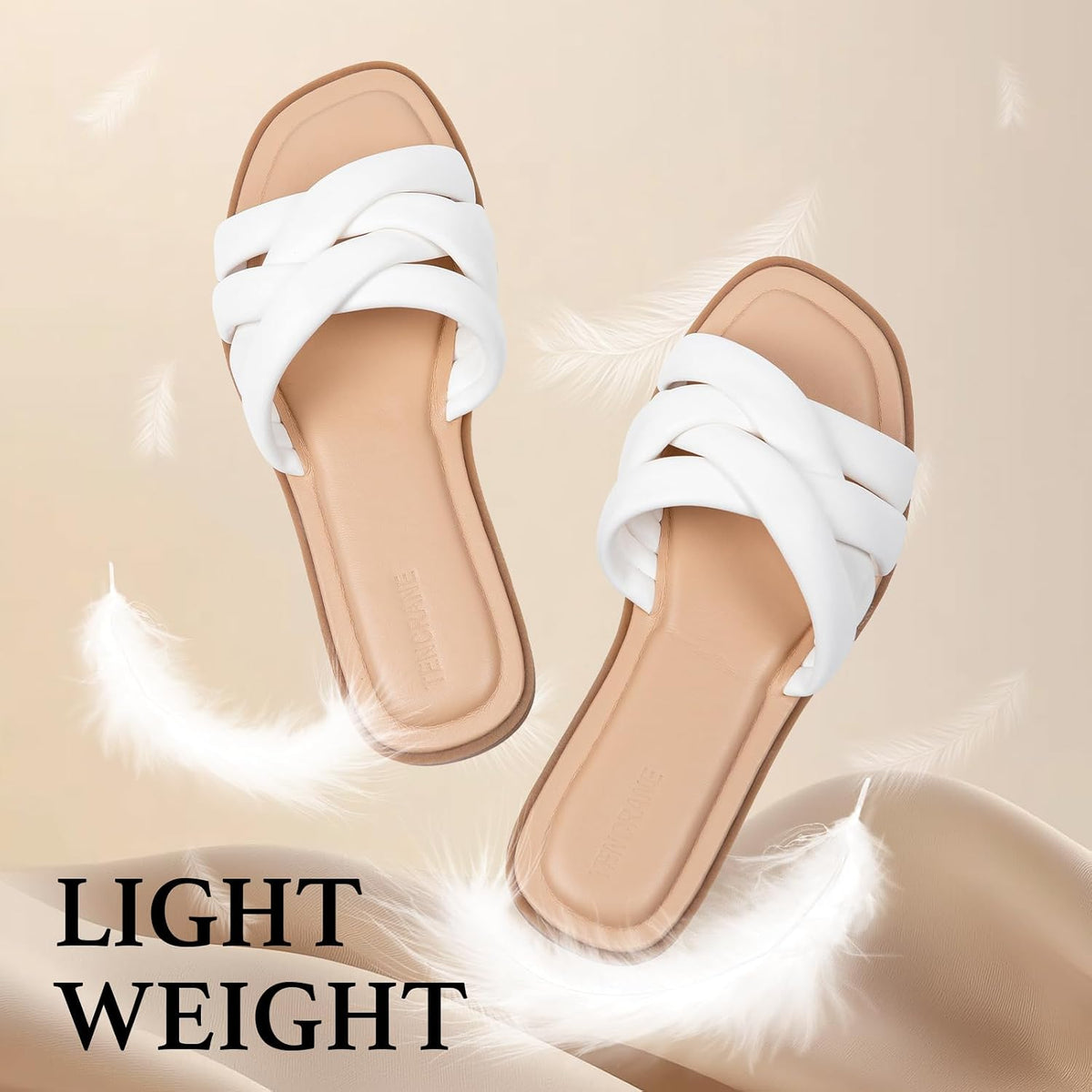 White Braided Open-Toe Slide Sandals — view 2