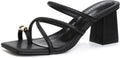 Square-Toe Thong Block-Heel Sandals — view 1
