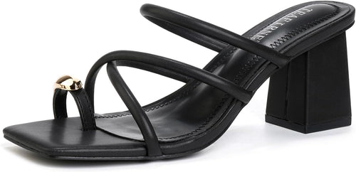 Luna Square-Toe Thong Heels