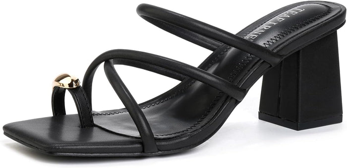 Luna Square-Toe Thong Heels