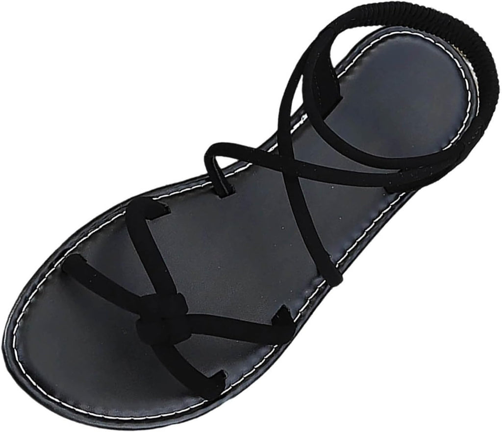 Roman Cross-Strap Flat Sandals — view 8