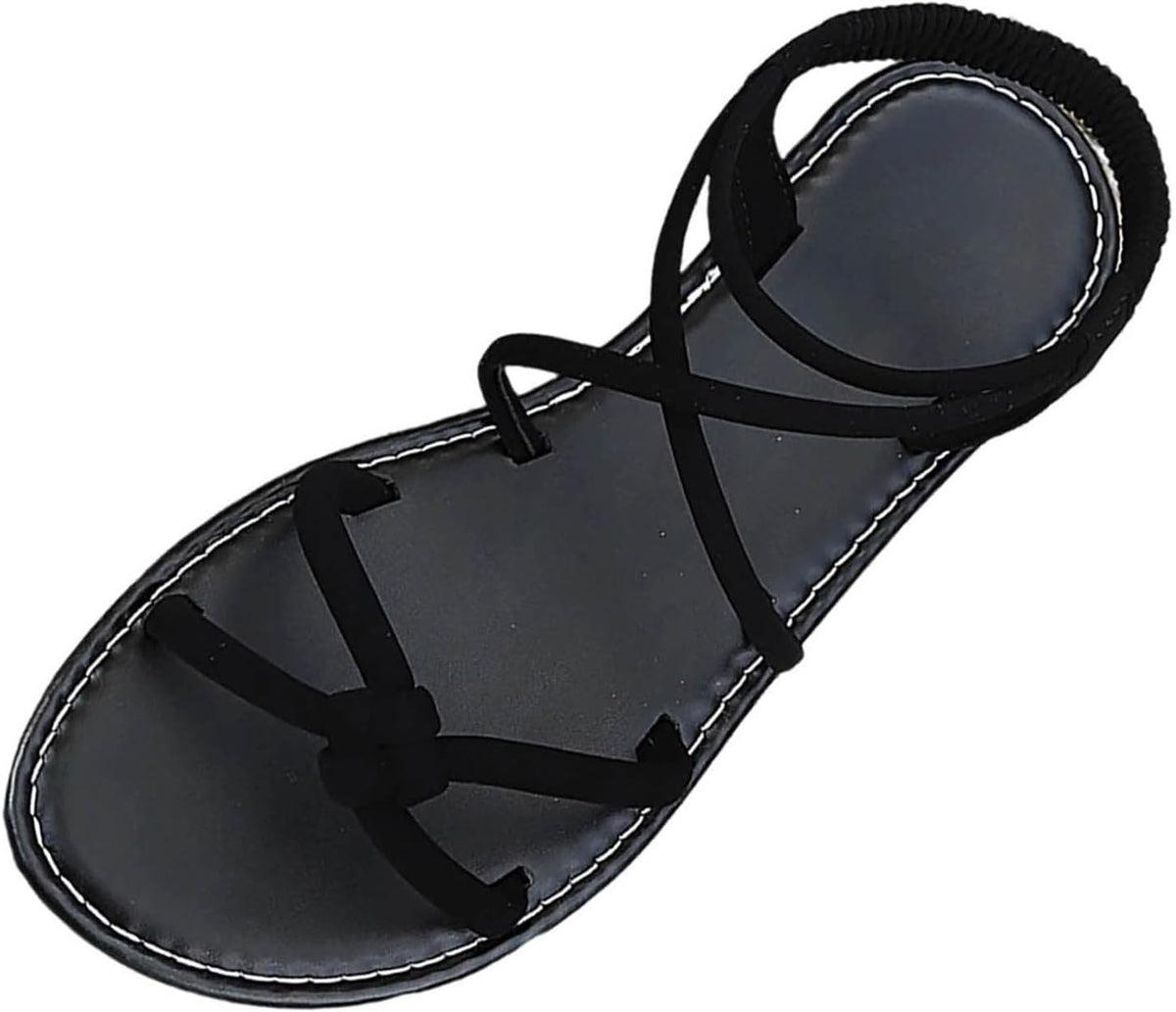 Roman Cross-Strap Flat Sandals — view 8
