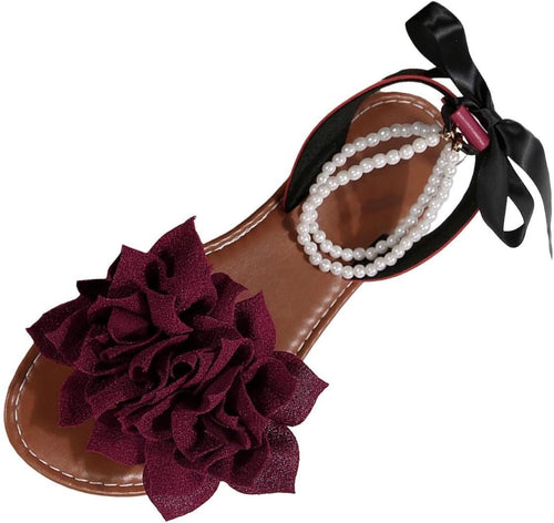 Pearl Blossom Flat Sandals