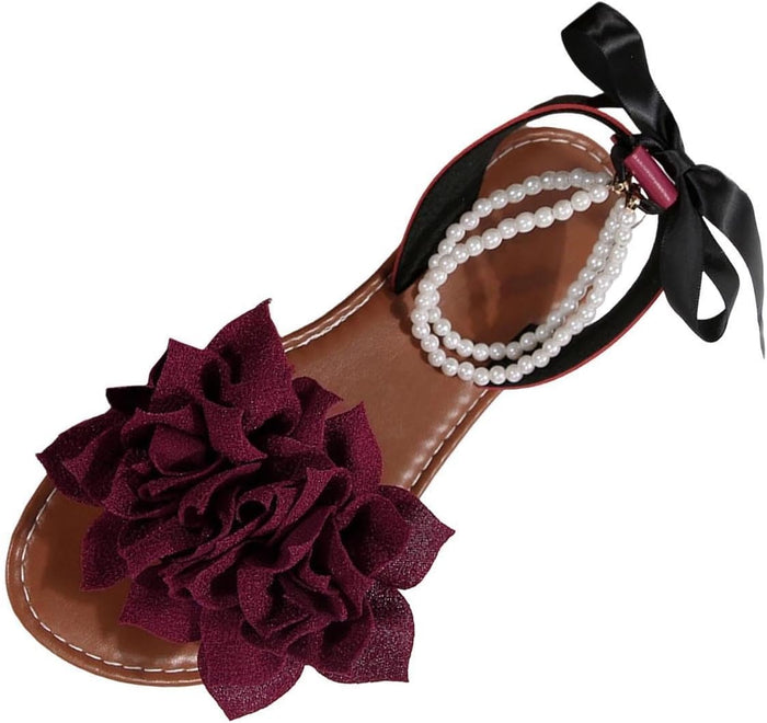 Pearl Blossom Flat Sandals