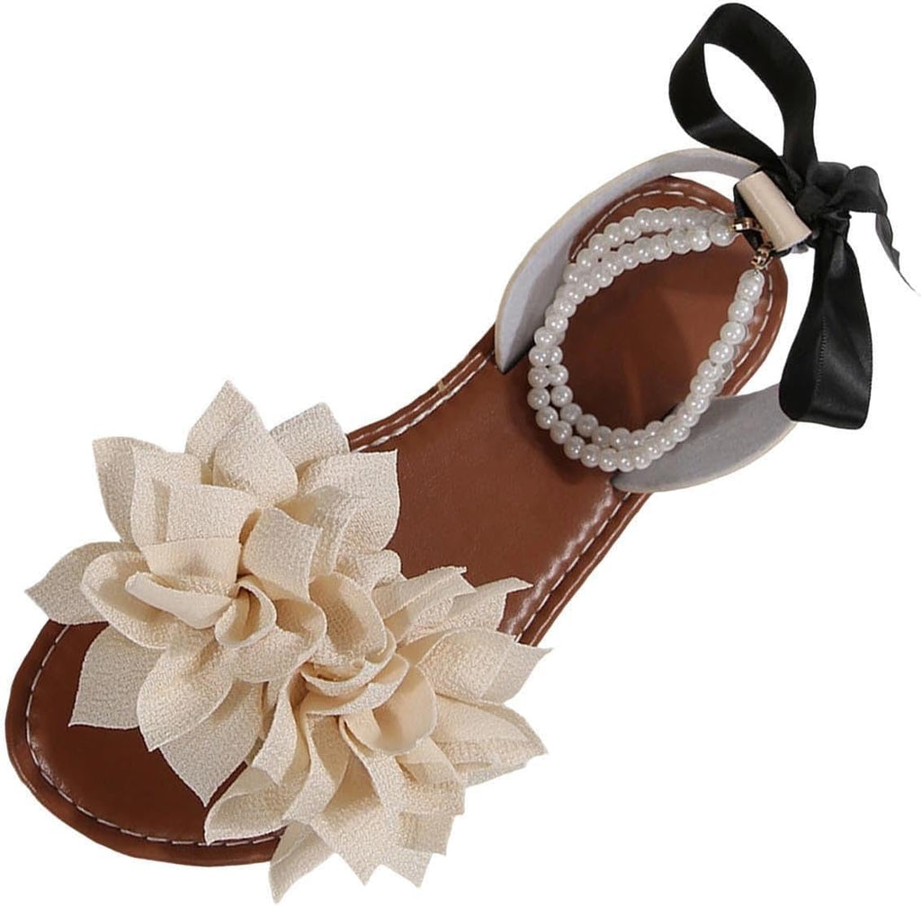 Floral Pearl-Accent Flat Sandals — view 8