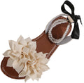 Floral Pearl-Accent Flat Sandals — view 8