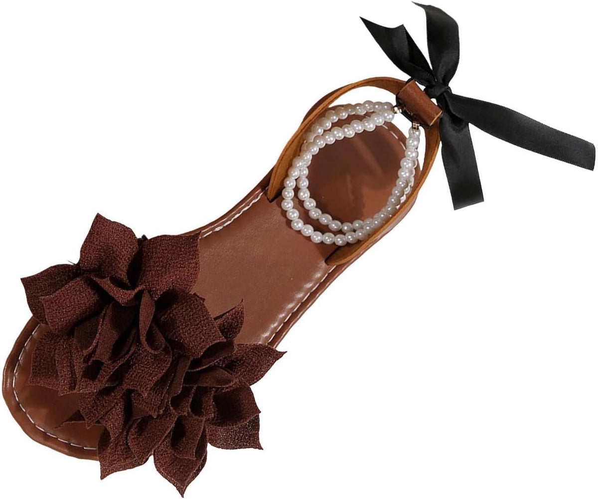 Floral Pearl-Accent Flat Sandals — view 20