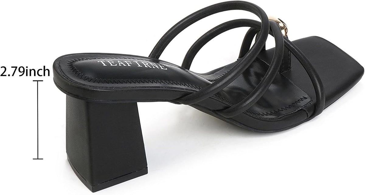 Square-Toe Thong Block-Heel Sandals — view 6