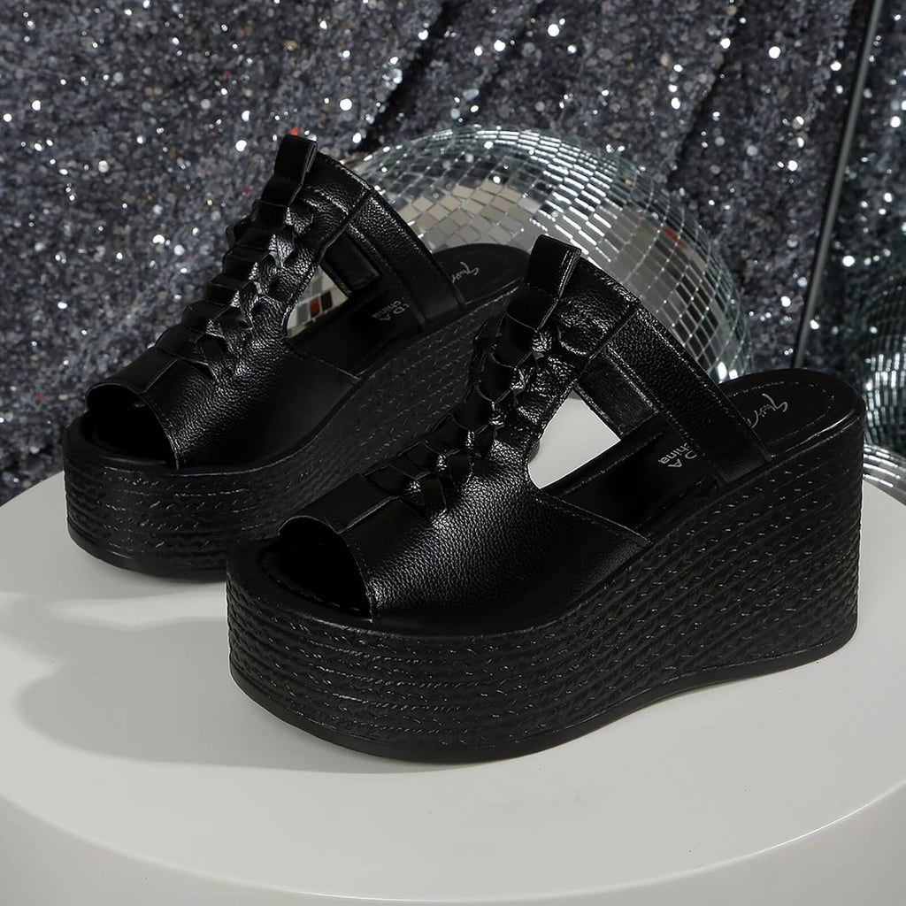Braided T-Strap Wedge Slide Sandals — view 5