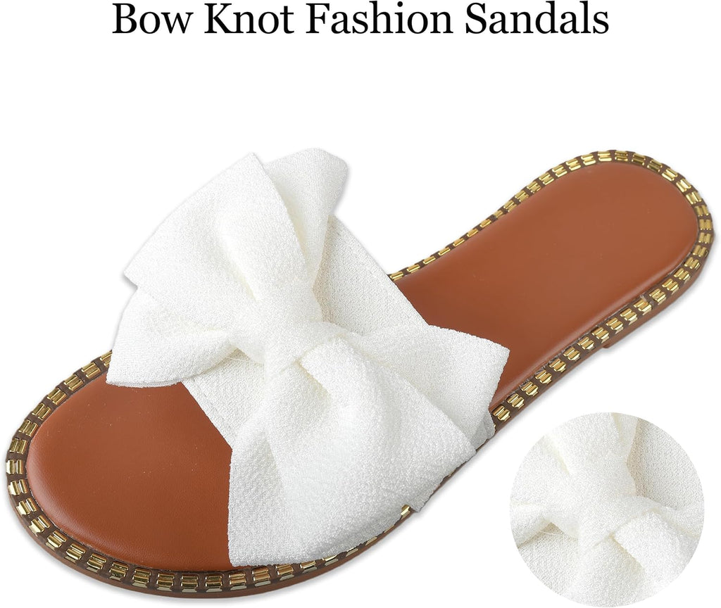 Bow-Accent Flat Slide Sandals — view 35