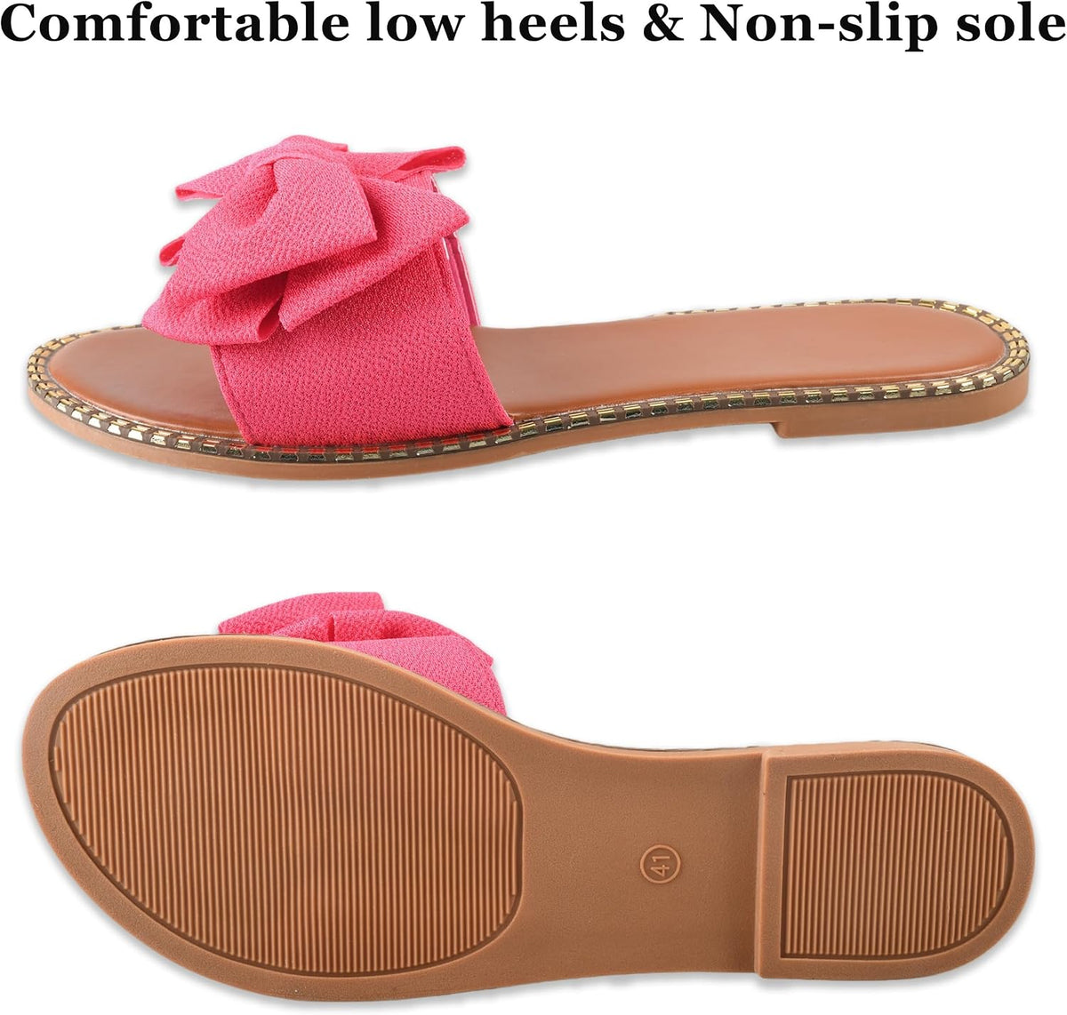 Bow-Accent Flat Slide Sandals — view 30