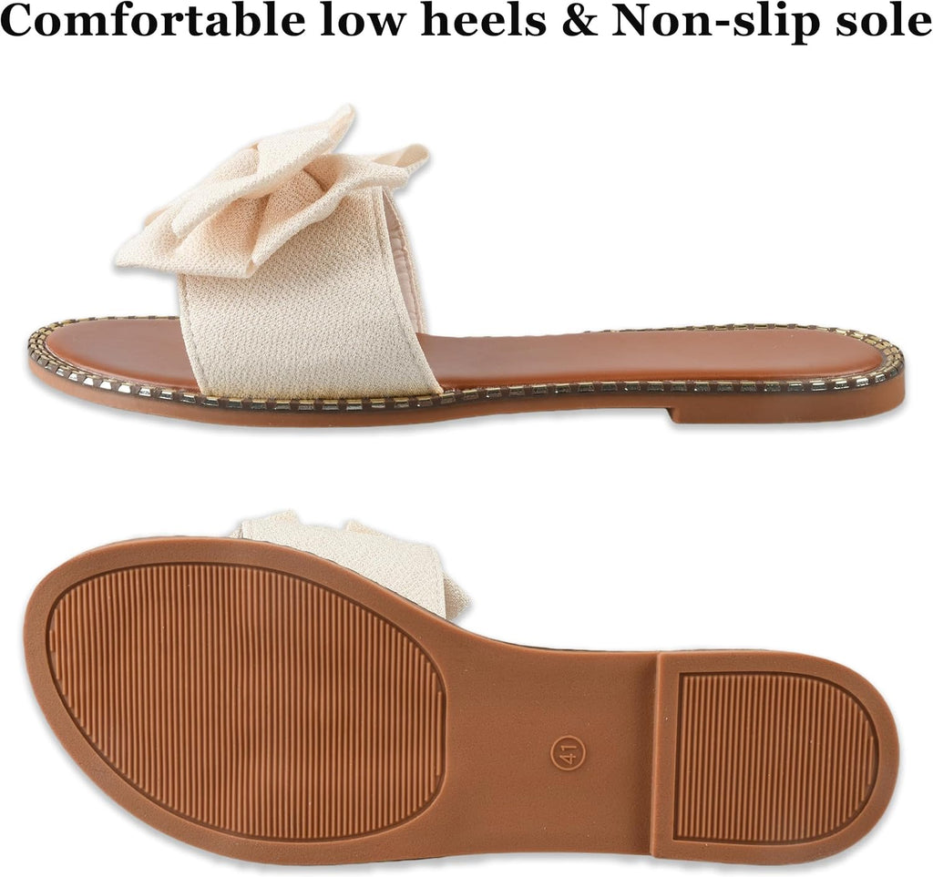 Bow-Accent Flat Slide Sandals — view 12