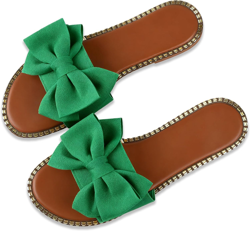 Bow-Accent Flat Slide Sandals — view 22