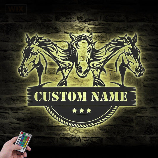 Horse LED Metal Sign