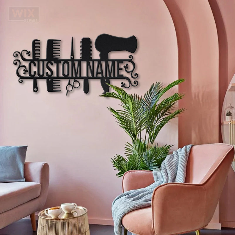 Barber & Salon Led Metal Sign - Wix Decor
