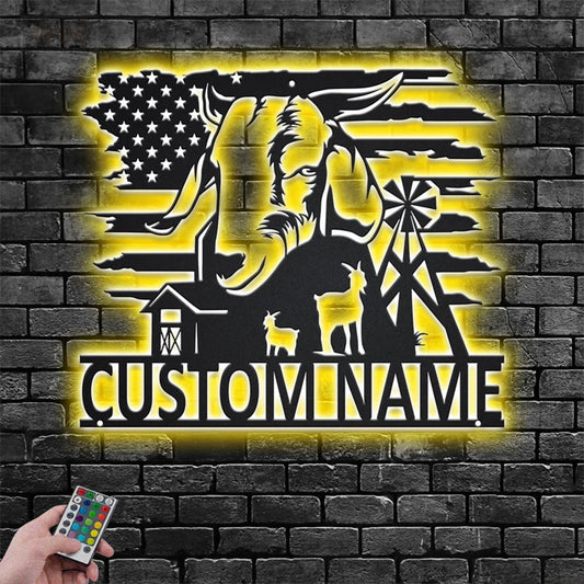 Farm LED Metal Sign 