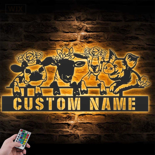 Farm LED Metal Sign - Wix Decor