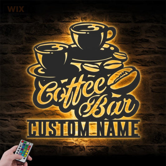 Coffee Shop LED Metal Sign - Wix Decor