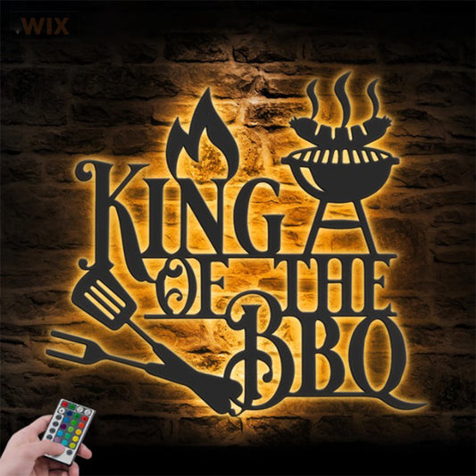King Of The BBQ, Metal Wall Signs With RGB Led Light