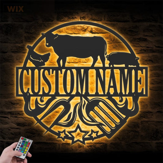 BBQ & Patio LED Metal Sign - Wix Decor