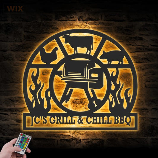 BBQ & Patio LED Metal Sign - Wix Decor