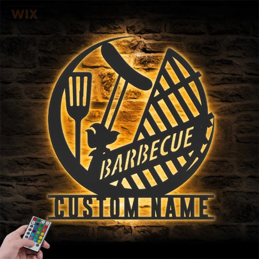 BBQ & Patio LED Metal Sign - Wix Decor