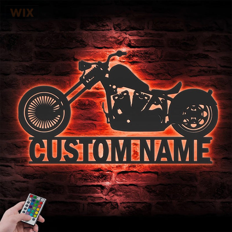 Motorcycle LED Metal Sign - Wix Decor