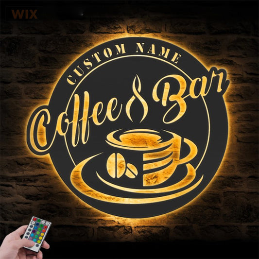 Coffee Shop LED Metal Sign - Wix Decor
