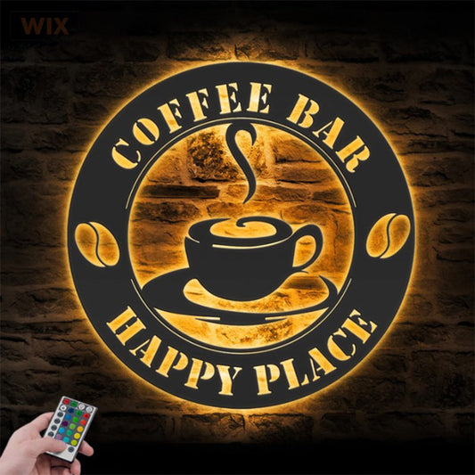 Coffee Shop LED Metal Sign - Wix Decor