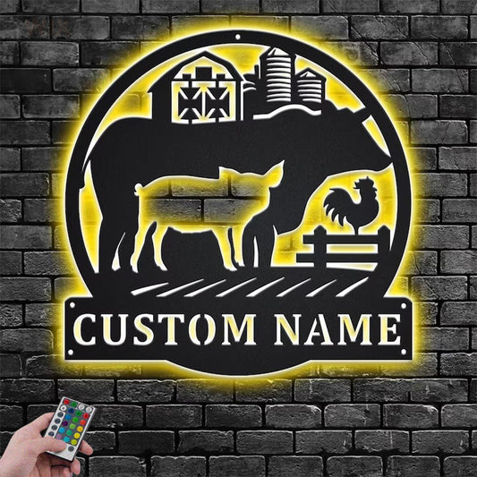 Farm LED Metal Sign - Wix Decor
