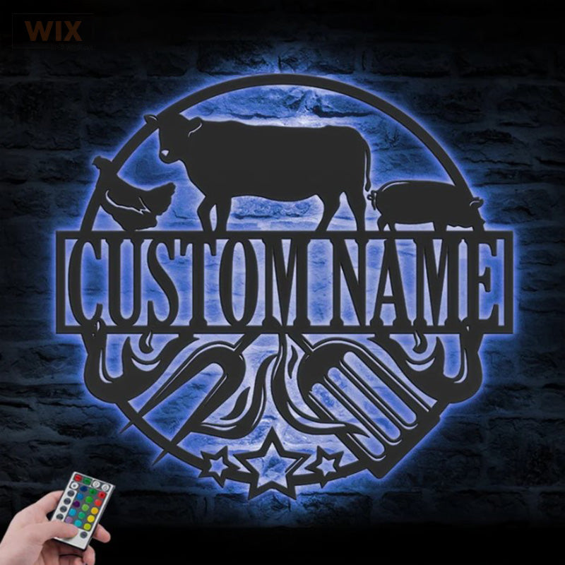 BBQ & Patio LED Metal Sign - Wix Decor